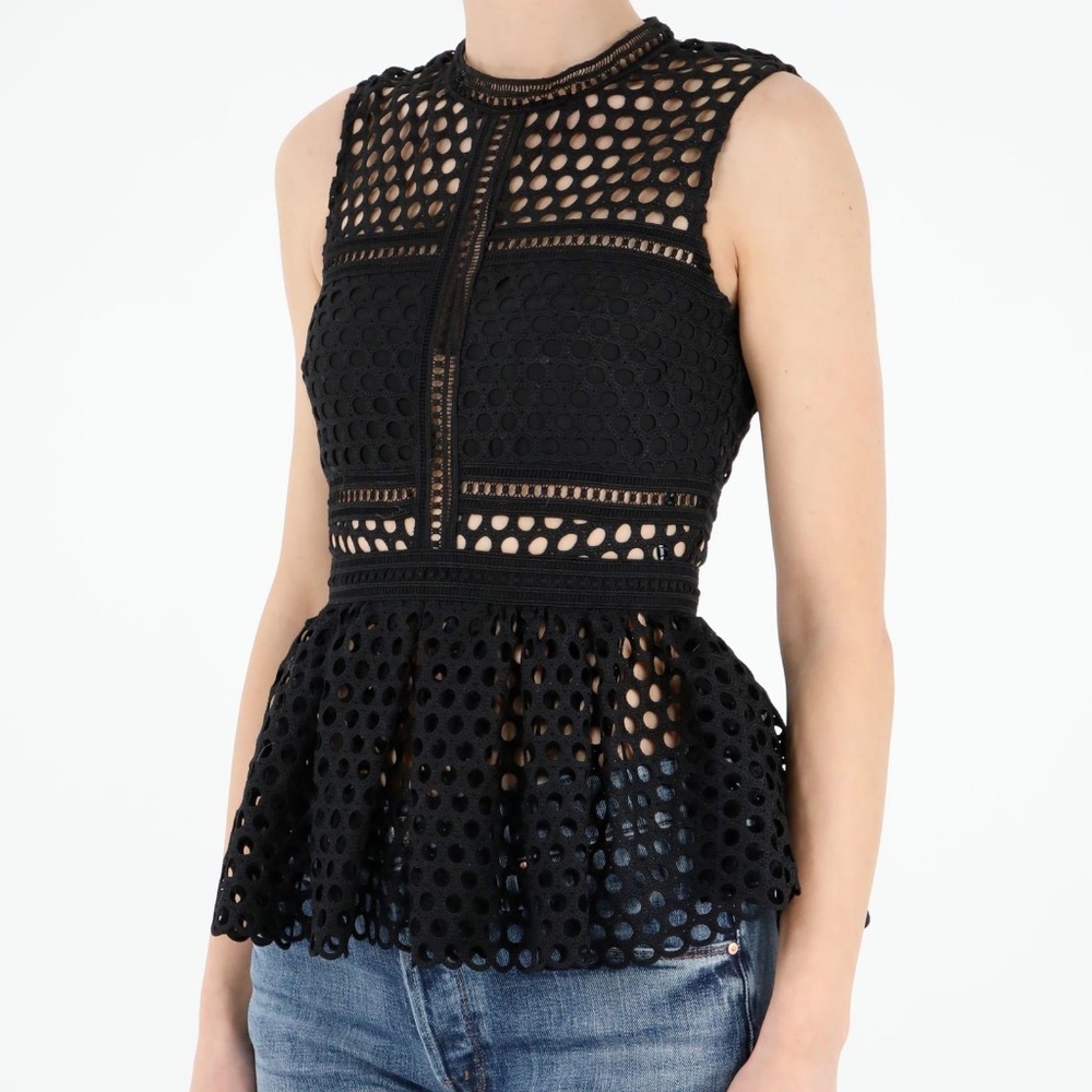 Self-Portrait guipure lace peplum top US8
